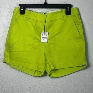 J Crew Chino Shorts 5” Inseam Women’s Size 4 Hook And Eye Closure Chartreuse